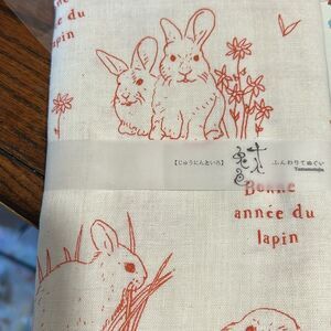 Isabelle Boinot paper cotton made in Japan 89cm x 32cm napkin Rabbits prints